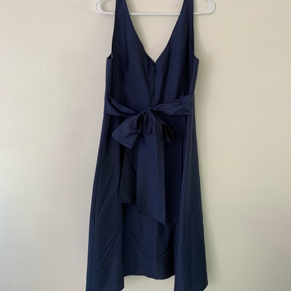 Ann Taylor Sz 12 Silk Dupioni V-Neck Midnight Blue Formal Dress. - Picture 10 of 15